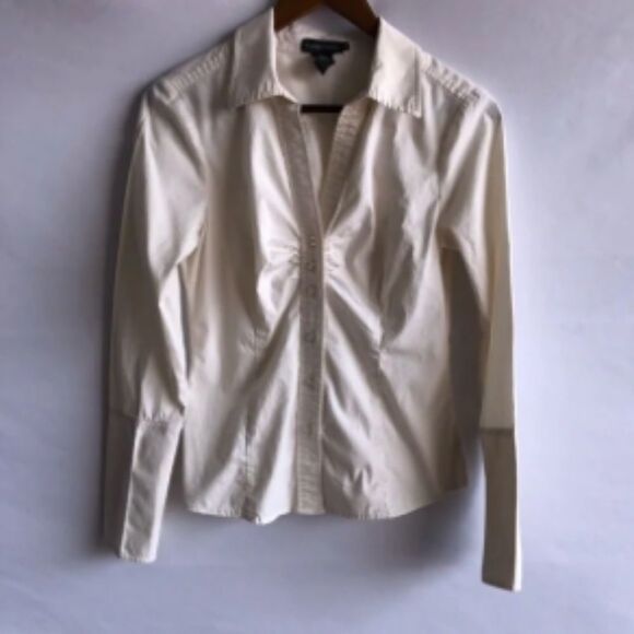 Women's Rampage Cream Long Sleeve Button Down Shirt - Picture 3 of 9